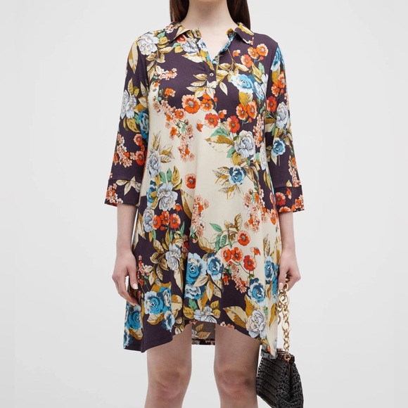 Johnny Was Floral Emma Rose Polo Tunic Dress Size Medium - Picture 5 of 11